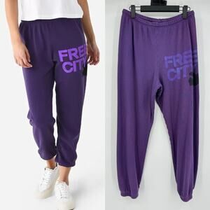 Free City | Custom Reworked Large Logo Purple Sweatpants M